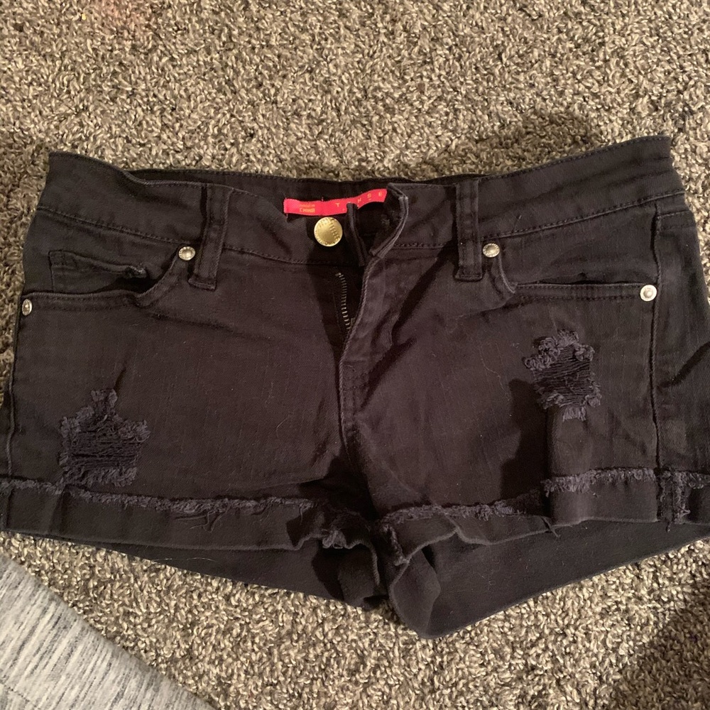 Black ripped jean shorts